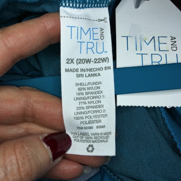 Time And Tru Turquoise Belted One-Piece Swimsuit - Picture 8 of 10